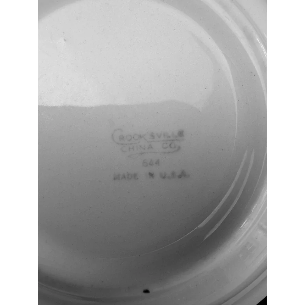 Vintage Crooksville China Co Floral 3pc Set Bowl Plate Saucer 644 Pink Rose USA